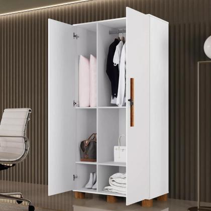 Imagem de Multiuso Dacar Roupeiro 2 Portas Armario Organizador 12 Prateleiras Fechadura com Chave