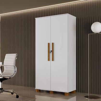 Imagem de Multiuso Dacar Roupeiro 2 Portas Armario Organizador 12 Prateleiras Fechadura com Chave