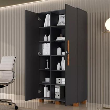 Imagem de Multiuso Dacar Roupeiro 2 Portas Armario Organizador 12 Prateleiras Fechadura com Chave