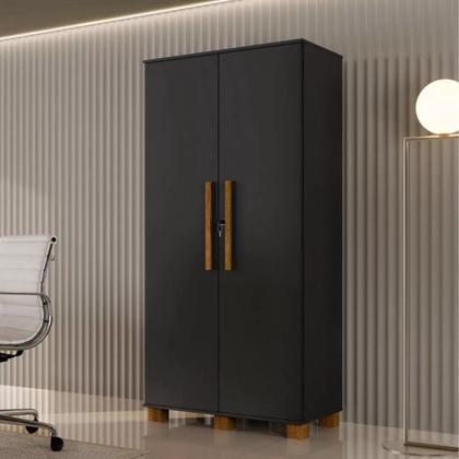 Imagem de Multiuso Dacar Roupeiro 2 Portas Armario Organizador 12 Prateleiras Fechadura com Chave