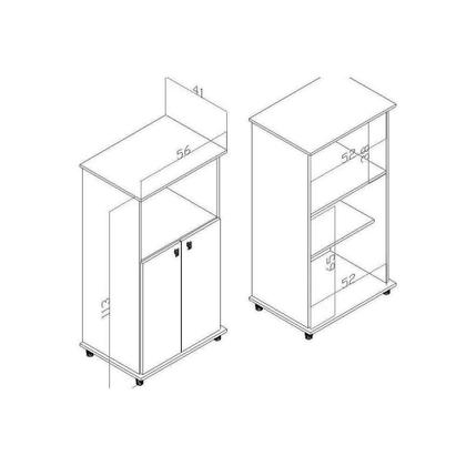 Imagem de Multiuso de Cozinha Balcão AM1010 c/ 2 Portas e Nicho p/ Microondas Branco - Movelbento