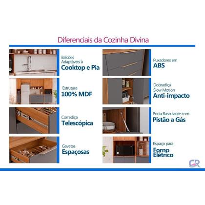 Imagem de Multiuso de Cozinha Painel Ripado Gourmet Divina 80 cm Freijo - MGM