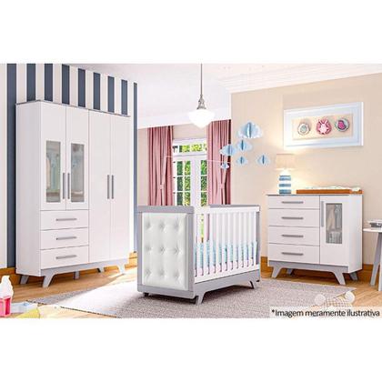 Imagem de Multiuso de Quarto Bebê Kit Capitonê Courano p/ Berço Retrô Bege - Peroba