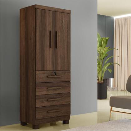 Imagem de Multiuso Roupeiro Maia 2 Portas 4 Gavetas com Chave Beneti Imbuia