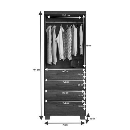 Imagem de Multiuso Roupeiro Maia 2 Portas 4 Gavetas com Chave Beneti Imbuia