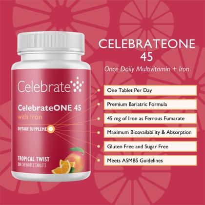 Imagem de Multivitamínico bariátrico CelebrateOne 45 mastigáveis com ferro