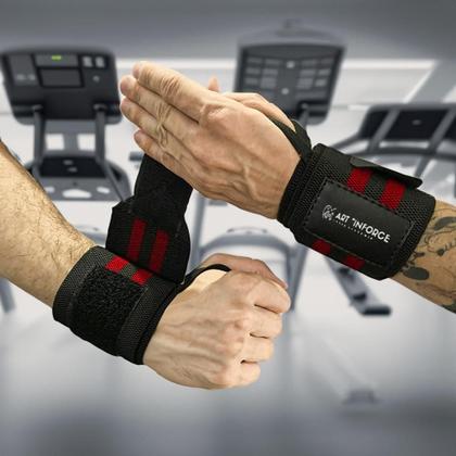 Imagem de Munhequeira Elástica Larga Treino Funcional Academia E Musculação Vermelho