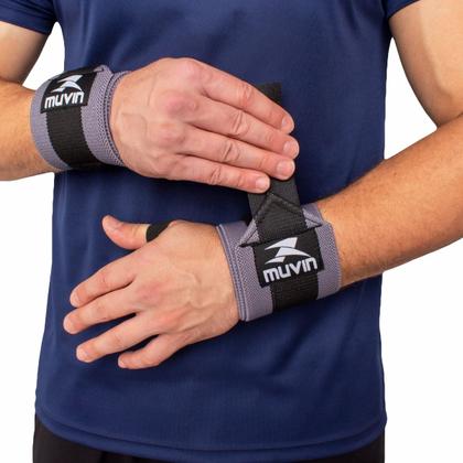 Imagem de Munhequeira Elástica Longa para LPO Muvin com Fecho Ajustável para Musculação e Exercício Funcional