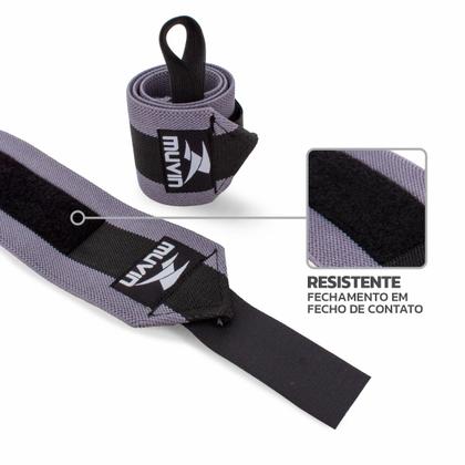 Imagem de Munhequeira Elástica Longa para LPO Muvin com Fecho Ajustável para Musculação e Exercício Funcional