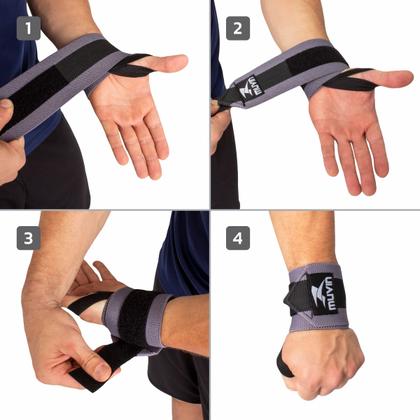 Imagem de Munhequeira Elástica Longa para LPO Muvin com Fecho Ajustável para Musculação e Exercício Funcional