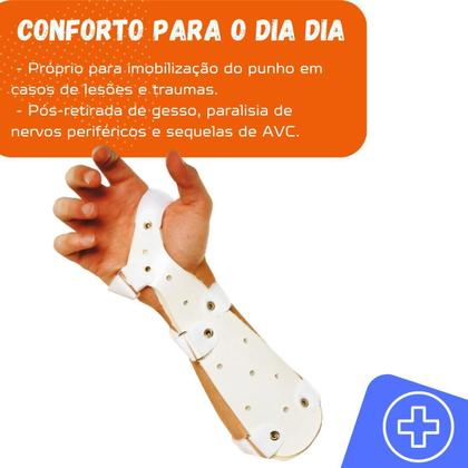 Imagem de Munhequeira Órtese Tala Pvc Punho Imobilização Lado Esquerdo