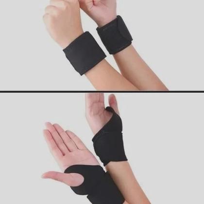 Imagem de Munhequeira preta turmalina 1 par tensor para pulso lesão