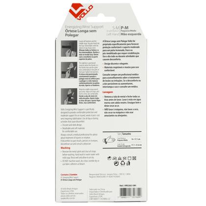 Imagem de Munhequeira Vollo Órtese Longa Sem Polegar Mão Esquerda Preta