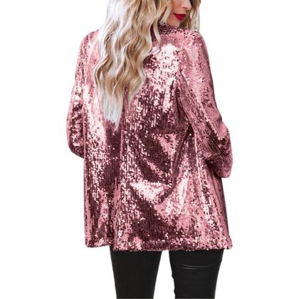 Imagem de N-C0304-Blusa Casaquinho Blazer Feminino Plus Size Paetê Festa Réveillon Dourado Preto Prateado Rosa