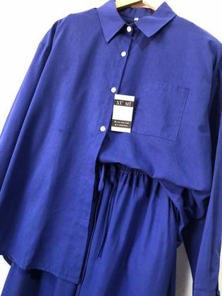 Imagem de N-H1001-Conjunto Feminino Blusa Camisa Calça Folgada Festa Féria Solto Comfy Largo Soltinho Plus Size