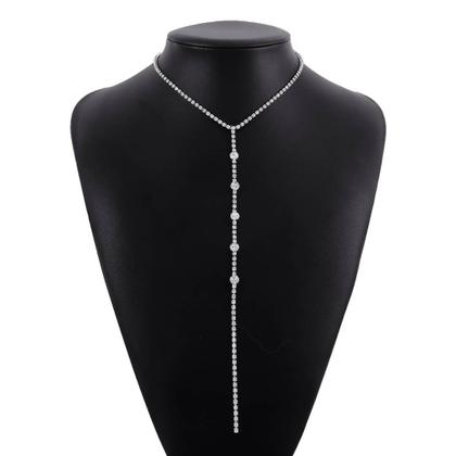 Imagem de N-L0338-Colar Bijuteria Festa Luxo Longo Y Strass Casamento M0302