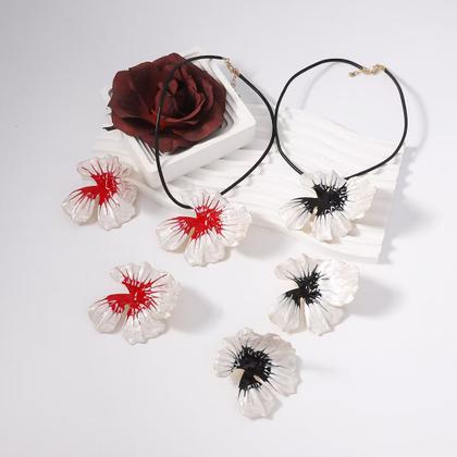 Imagem de N-L1993-Conjunto Feminino Colar e Brinco Flor Festa Formatura Madrinha Namorados Delicado