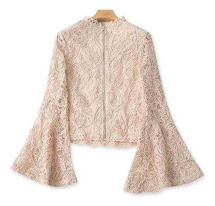 Imagem de N1060-Blusa Festa Evento Luxo Manga Flare Renda Delicada M2303