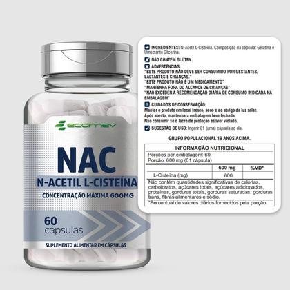 Imagem de Nac 600mg Puro Concentrado 60 Cápsulas  Ecomev