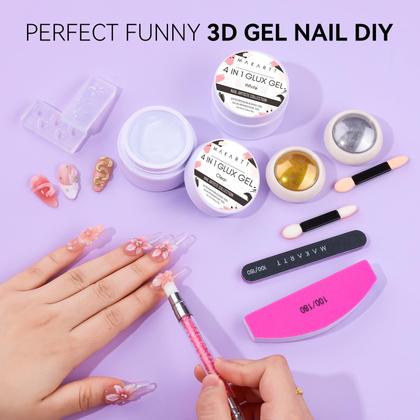 Imagem de Nail Art Starter Kit Makartt 3D Gel para unhas com ouro e prata