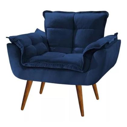 Imagem de Namoradeira + 2 Poltronas Opalla Decorativa Reforçada Recepção Sala De Estar Suede Azul Marinho