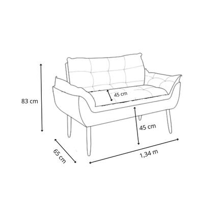Imagem de Namoradeira + 2 Poltronas Opalla Decorativa Reforçada Recepção Sala De Estar Suede Azul Marinho