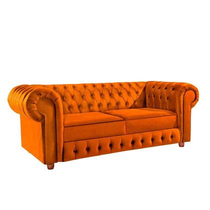 Imagem de Namoradeira Chesterfield Bourbon 3 Lugares Via Encanto Veludo Ferrugem