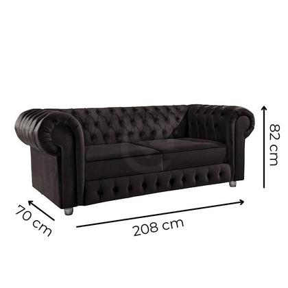 Imagem de Namoradeira Chesterfield Bourbon 3 Lugares Via Encanto Veludo Preto