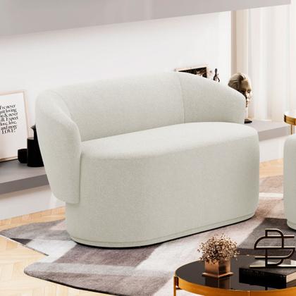 Imagem de Namoradeira Decorativa Orgânica Mavi 02 Lugares Bouclê Creme - Desk Design