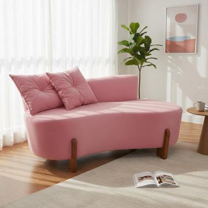 Imagem de Namoradeira Sofá Feijão Luna Orgânica Suede Rosa
