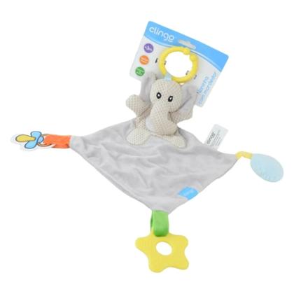 Imagem de Naninha Bebê Elefante Cinza com Mordedor e Prendedor