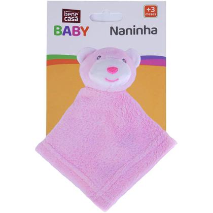 Imagem de Naninha para Meninas Coral Fleece 100% Poliéster 27x27cm Urso Rosa