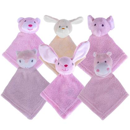 Imagem de Naninha para Meninas Coral Fleece 100% Poliéster 27x27cm Urso Rosa