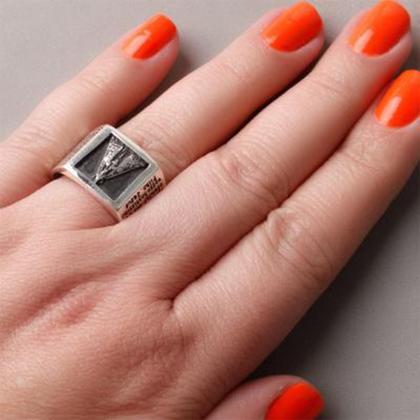 Imagem de Não Escurece Anel Grosso Com oração Nossa Senhora Aparecida Aço Inox Prata Prateada Antialérgico