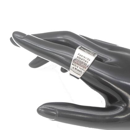 Imagem de Não Escurece Anel Grosso Com oração Nossa Senhora Aparecida Aço Inox Prata Prateada Antialérgico