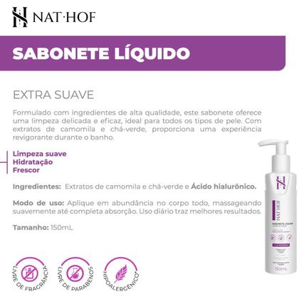 Imagem de NAT HOF Sabonete Líquido Extra Suave 150ml  Limpeza Suave para Pele Sensível
