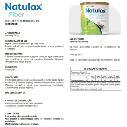 Imagem de Natulax Fiber Lata 260g Sem Sabor Mix de Fibras 260g Maxinutri