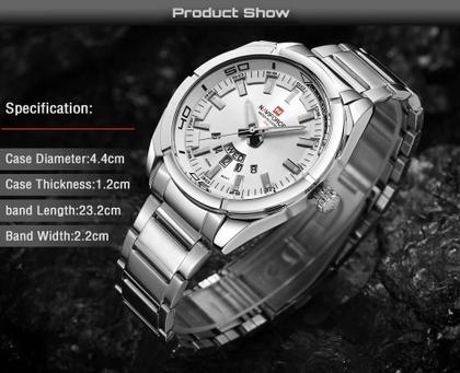 Imagem de NaviForce Relógio de Pulso sem gênero à Prova d'Água, Data, Quartzo, Completamente de Aço,