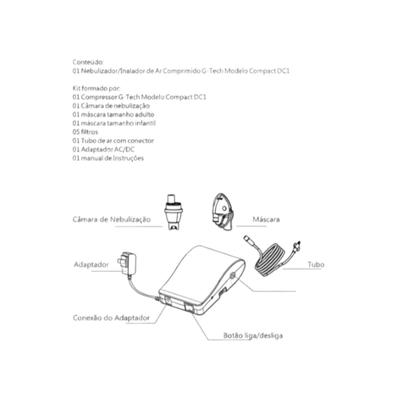 Imagem de Nebulizador E Inalador Bivolt Super Flow Compact Dc1 G-tech