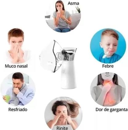 Imagem de Nebulizador Inalador Ultrassonico Sem Fio Recarregavel USB Compacto Portatil Silencioso