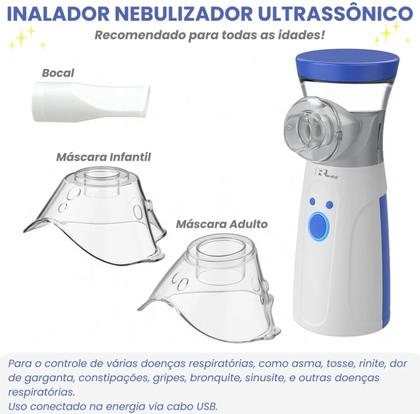 Imagem de Nebulizador Portátil Inalador Silencioso Sem Fio Infantil e Adulto Ultrassônico