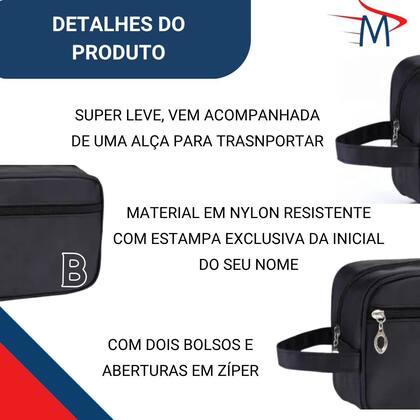 Imagem de Necessaire Bolsa Nylon Impermeável Personalizada Letra Nome