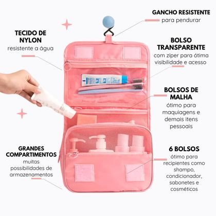 Imagem de Necessaire Feminina Com Gancho E Divisórias Organizadora
