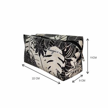 Imagem de Necessaire Feminina Impermeável Resistente Tropical Folhagem Magicc Bolsas