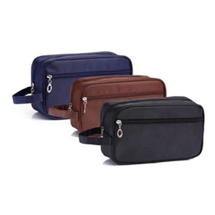 Imagem de Necessaire Feminina Masculina Casual Com Alça Lateral Organizador Mala Viagem Couro 