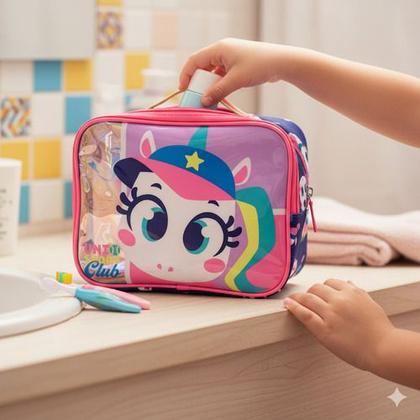 Imagem de Necessaire Grande Organizador Viagem Unicórnio Tennis Puket Azul-marinho Uni Tennis