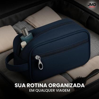 Imagem de Necessaire Impermeável Compacta de Poliéster com Zíper em Metal e Bolso Frontal Funcional