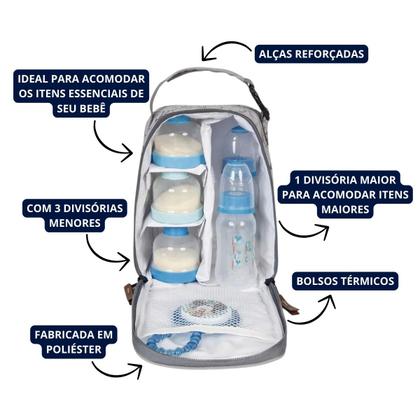 Imagem de Necessaire Infantil Térmica Decorada Mickey Cinza com Divisórias Babygo