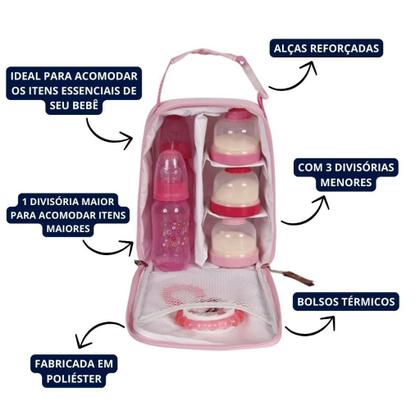 Imagem de Necessaire Infantil Térmica Decorada Minnie Rosa com Divisórias