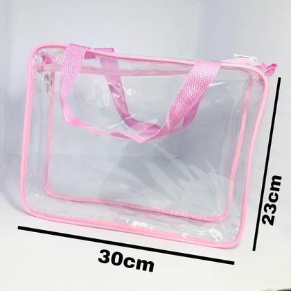 Imagem de Necessaire MALOTE Transparente  ROSA 30x23 com alça